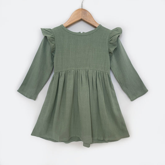 Green Linen Dress -L/S