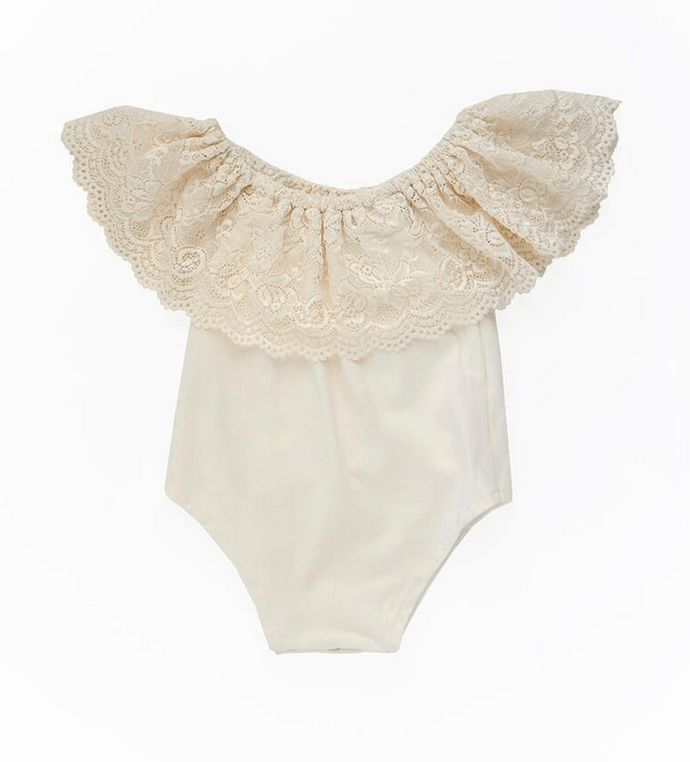Kenzie Lace Flutter Sleeve Leo - Vanilla