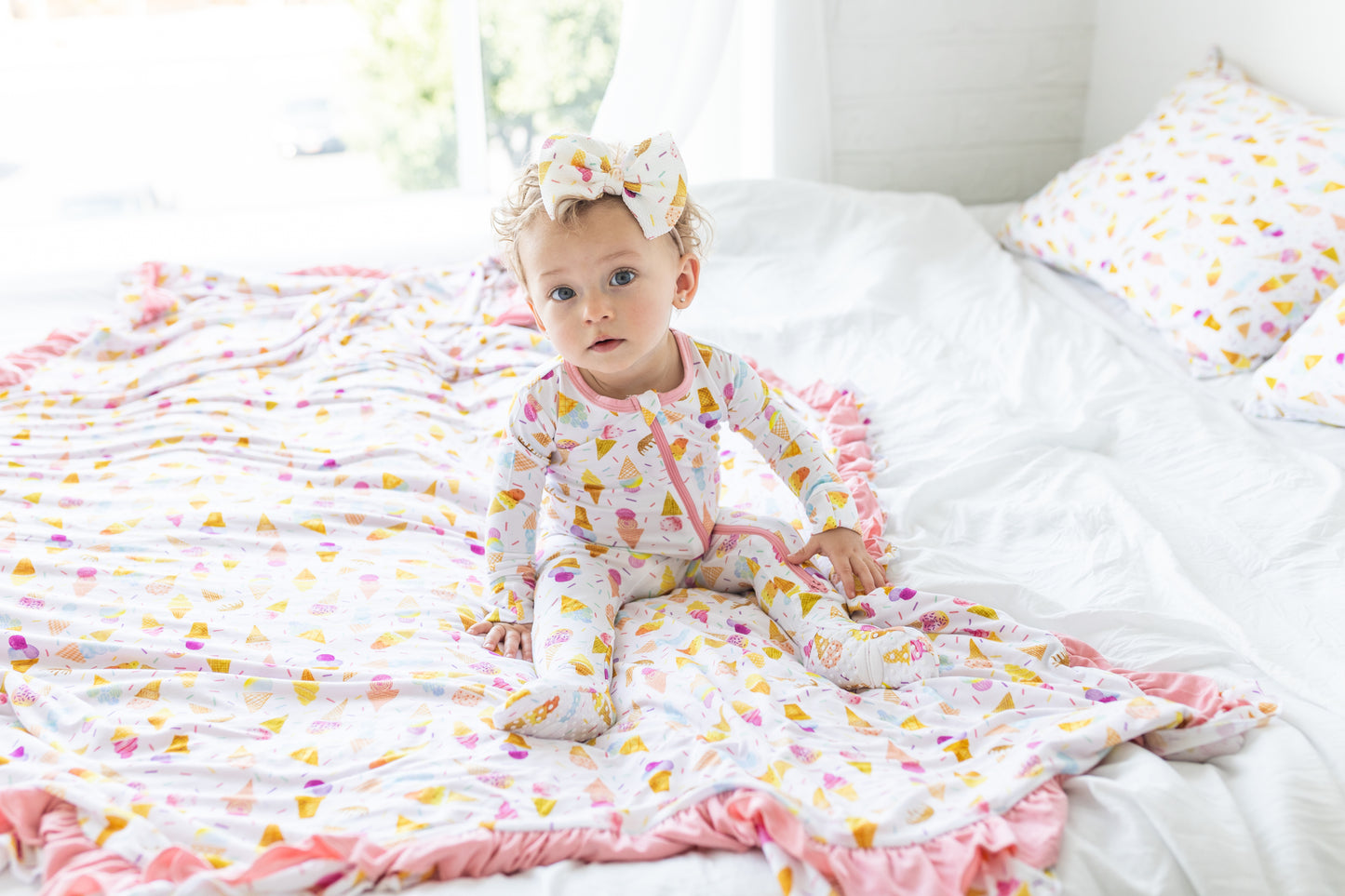 Ice Cream & Sprinkles Ruffled Toddler Blanket