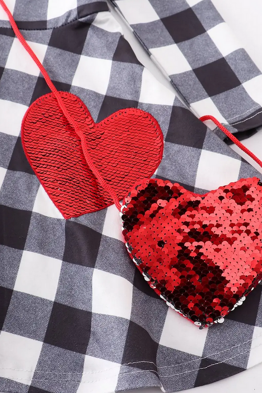 Black Plaid Heart Twirl Dress & Purse