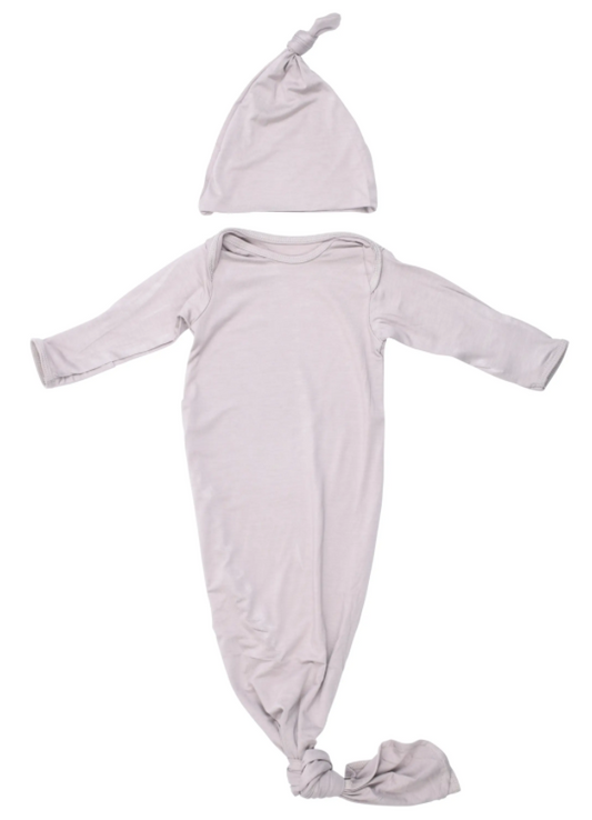 Harbor Mist Ribbed Knotted Gown | Gown & Hat