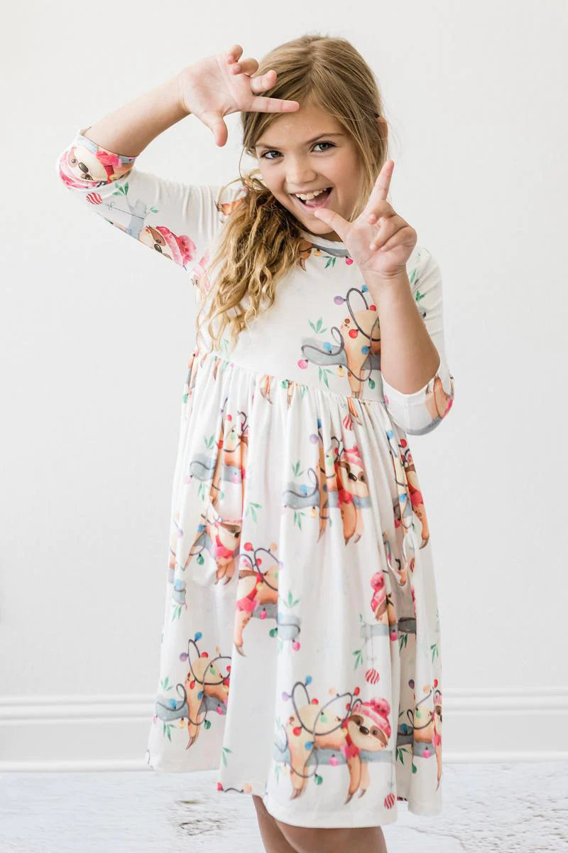 Up to Snow Good 3/4 Sleeve Twirl Dress