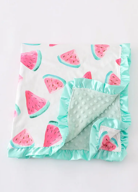 Mint Watermelon Ruffle Blanket