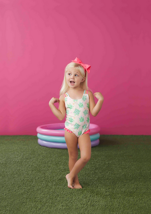 Little Girl's Turtle Swimsuit Set