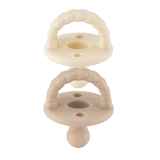 Sweetie Soother Pacifier Set (2 Pack) - Toast + Buttercream Braids