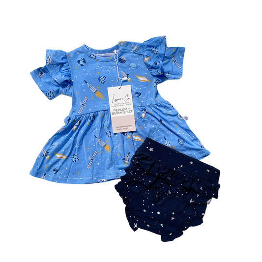 Logan Ruffled Peplum + Bummies Set
