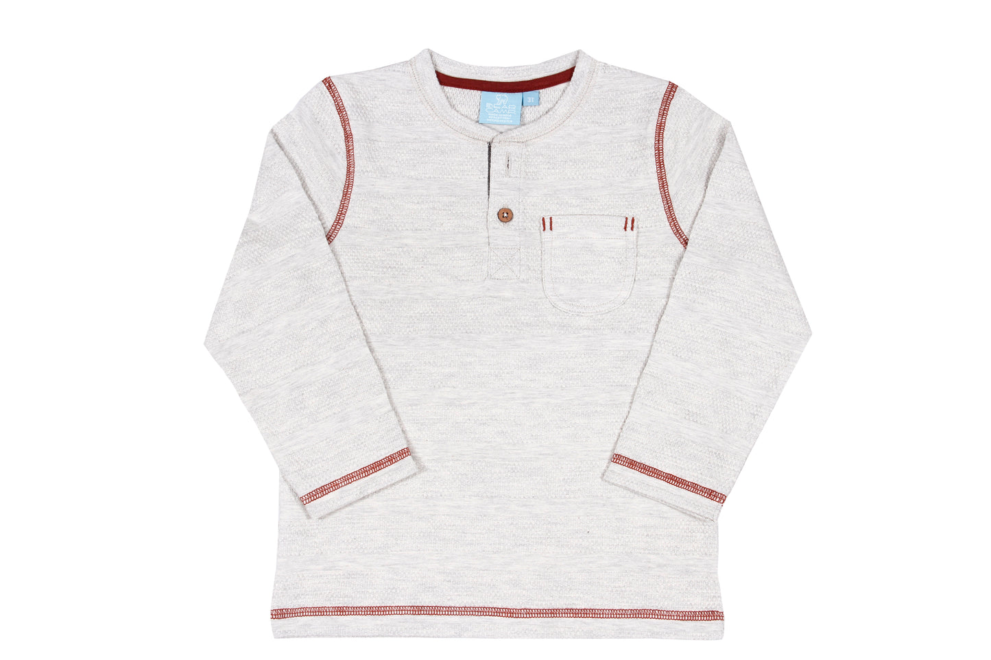 Textured Stripe Henley Oatmeal Heather