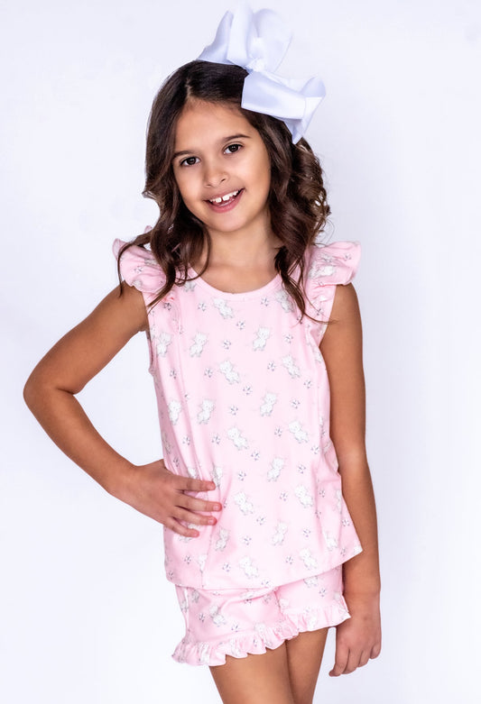 Cute Kitten Girls Sleeveless Lounge Set