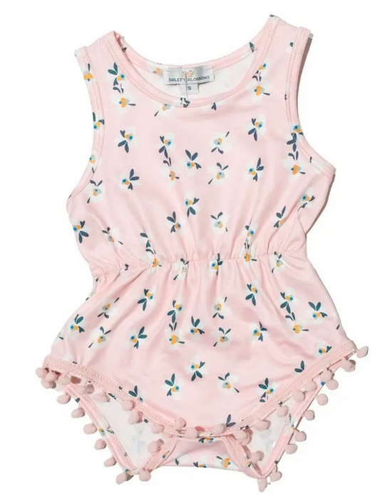 Dillon Pom Pom Romper - Rosewater Floral