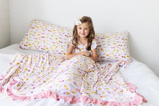 Ice Cream & Sprinkles Ruffled Toddler Blanket
