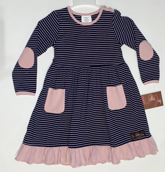 Madison Dress - Navy & Pink