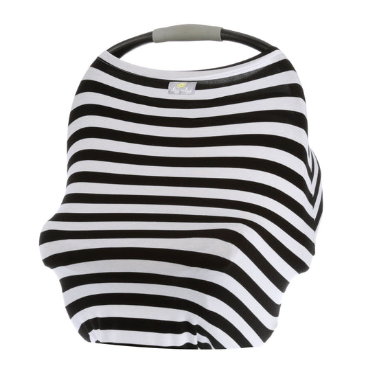 Mom Boss 4-in-1 Multi-Use Car Seat + Nursing Cover - Black & White Stripe