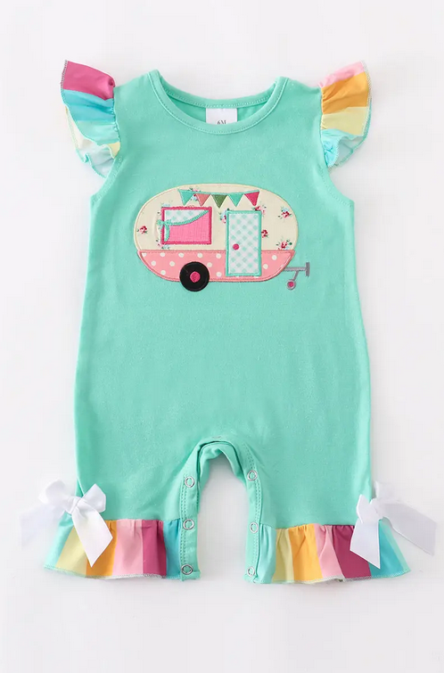 Mint Camper Ruffle Romper