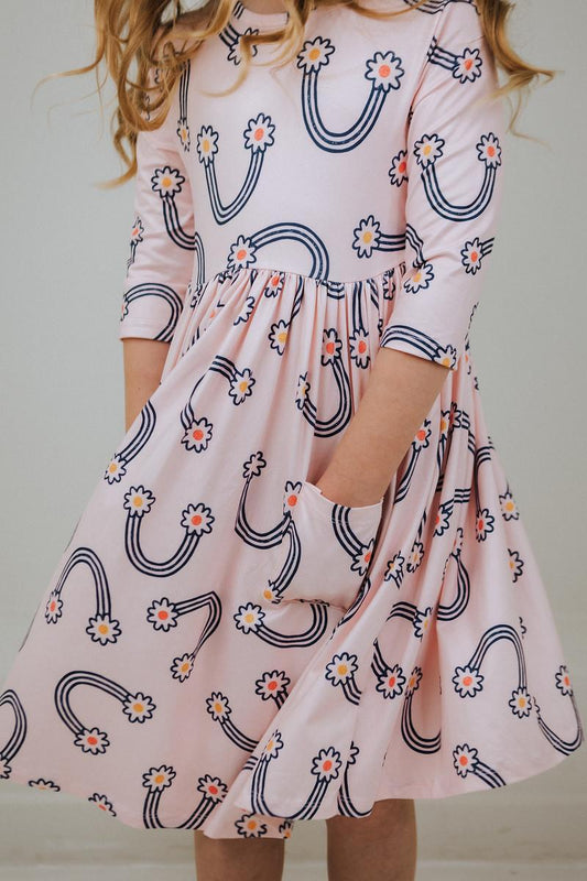Rainbow Doodles 3/4 Twirl Dress