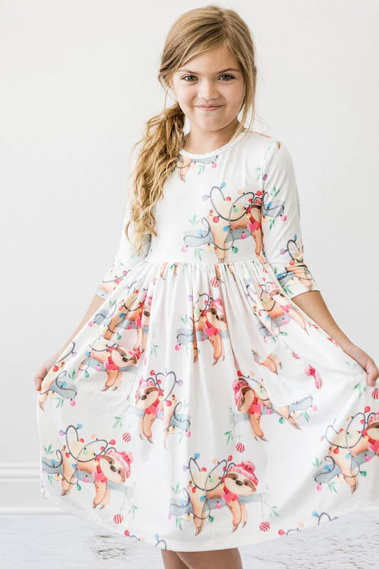 Up to Snow Good 3/4 Sleeve Twirl Dress