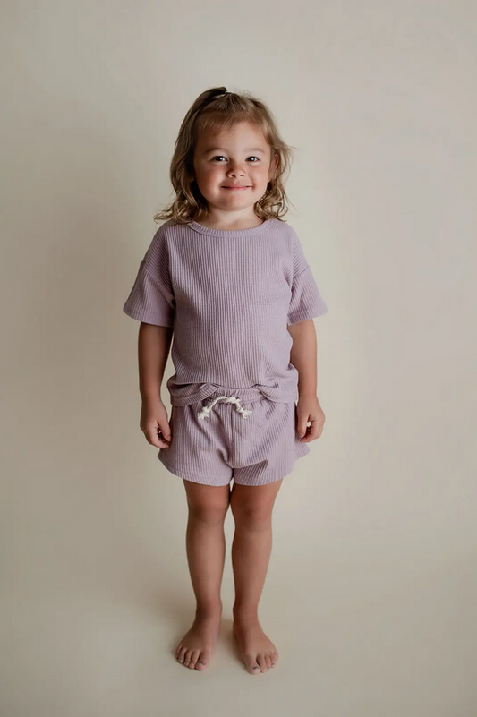 Summer Waffle Top and Bottom Set - Santorini