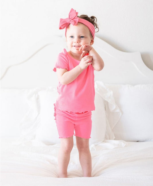 Rose Snuggly 2pc Ruffled Pajamas