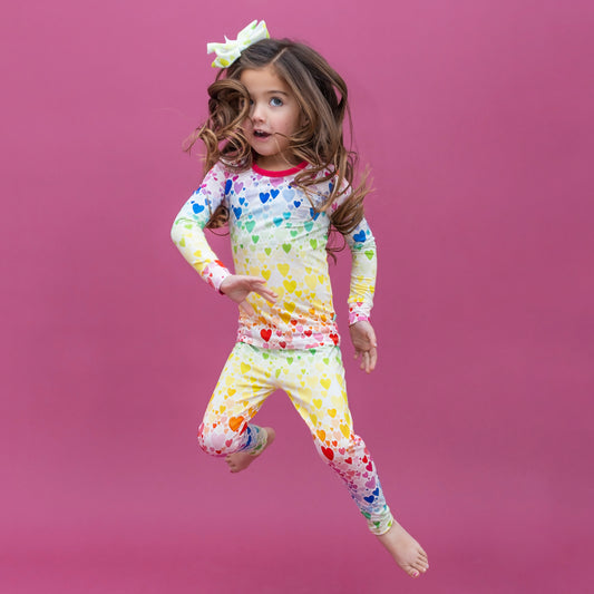Rainbow Hearts Two Piece Jammies
