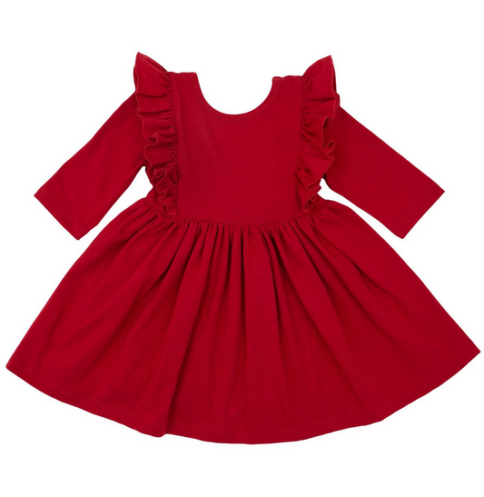 Red Ruffle Twirl Dress