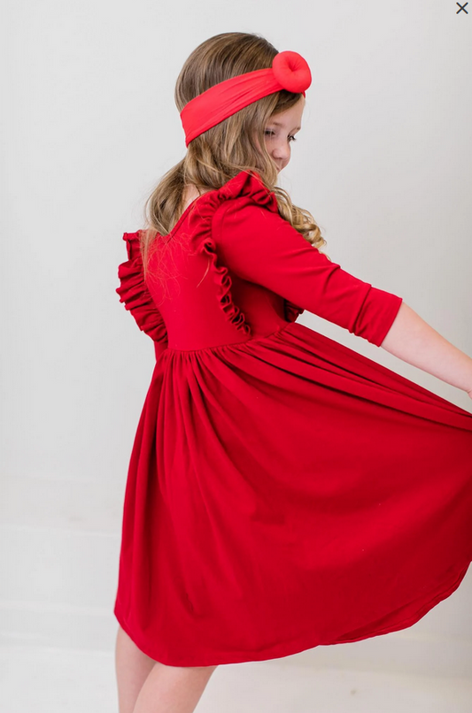 Red Ruffle Twirl Dress
