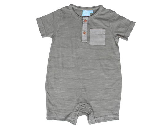 Textured Henley Romper - Pine