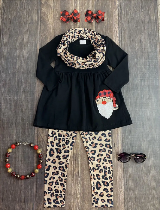 Animal Print Santa Tunic Set