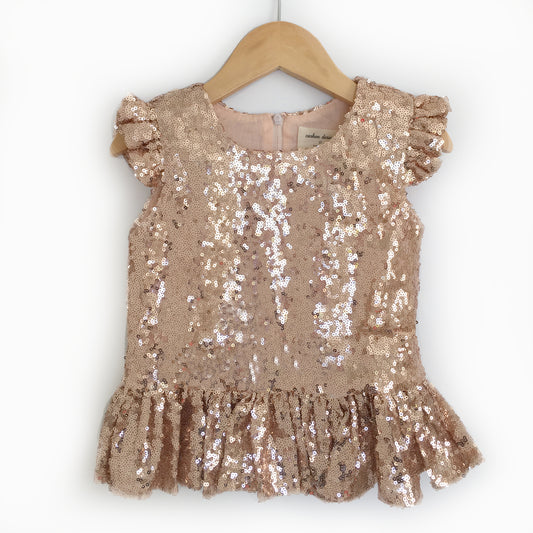 Rose Gold Sequin Peplum Top