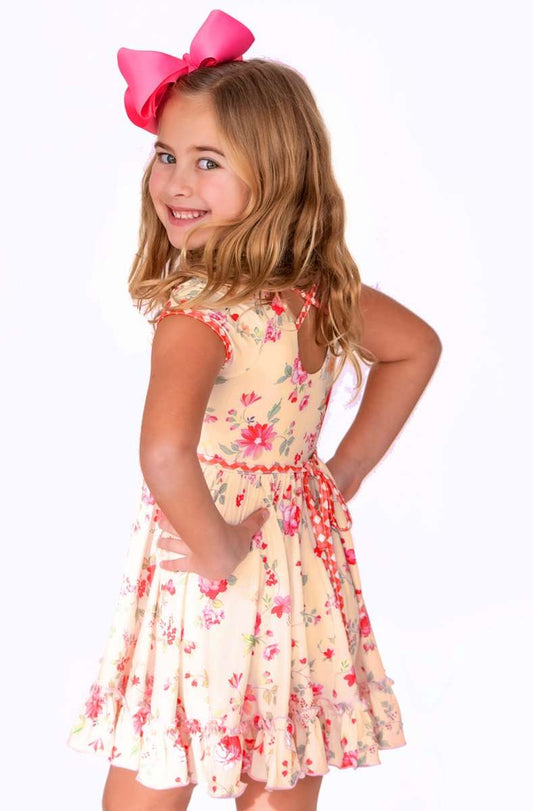 Sunshine Floral - Cross Back Twirl Dress