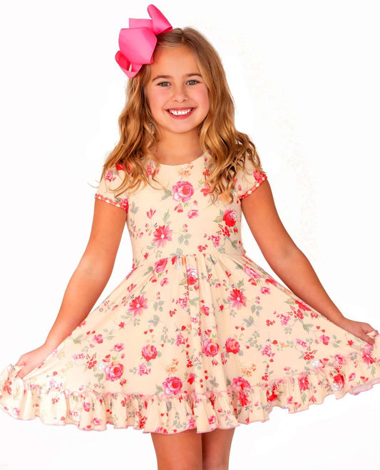 Sunshine Floral - Cross Back Twirl Dress