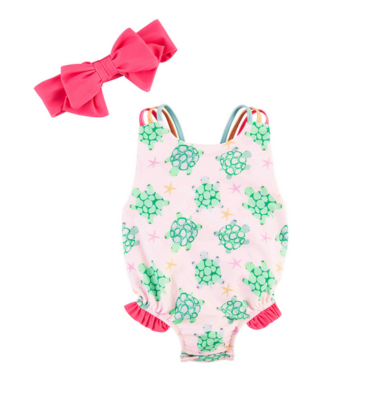 Little Girl's Turtle Swimsuit Set